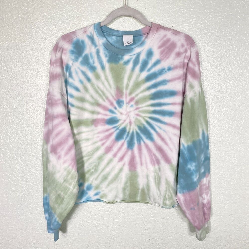 Project Social T Sweater Womens Extra Small Crop Tie Dye Pullover Crewneck XS